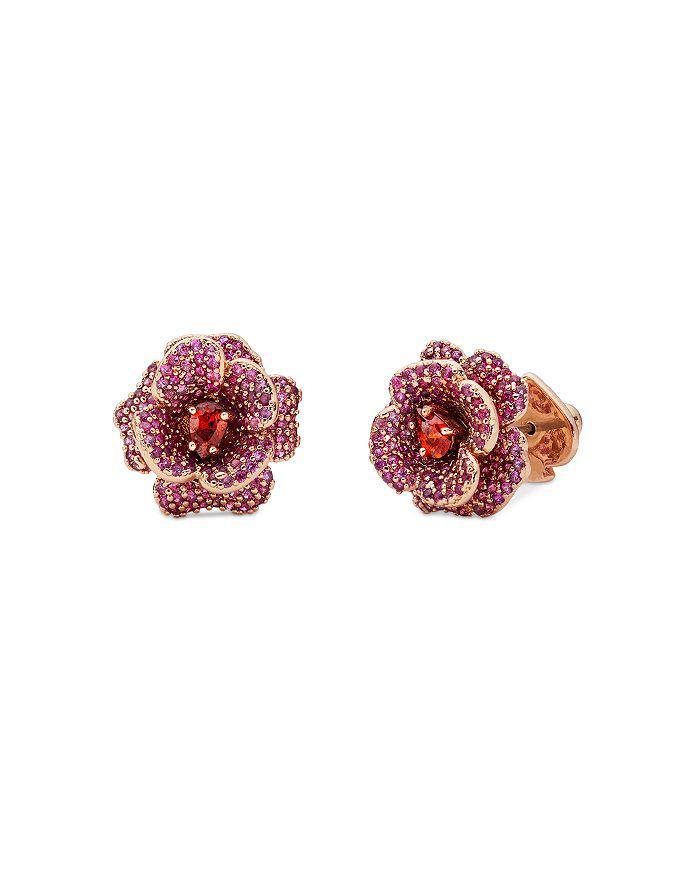商品Kate Spade|Rosy Pink Pavé Flower Stud Earrings in Gold Tone,价格¥499,第3张图片详细描述