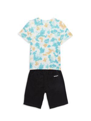 Little Boy's 2-Piece Tie-Dye Logo T-Shirt & Shorts Set商品第2张图片规格展示