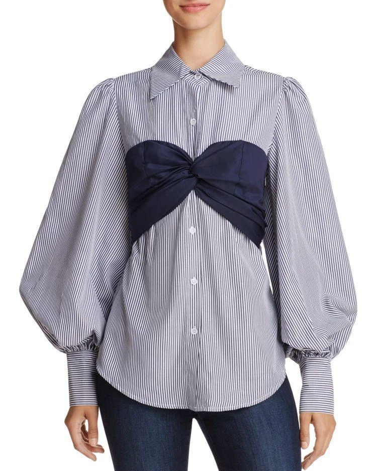 商品Alpha and Omega|Alpha and Omega Bandeau Detail Striped Shirt,价格¥176,第1张图片