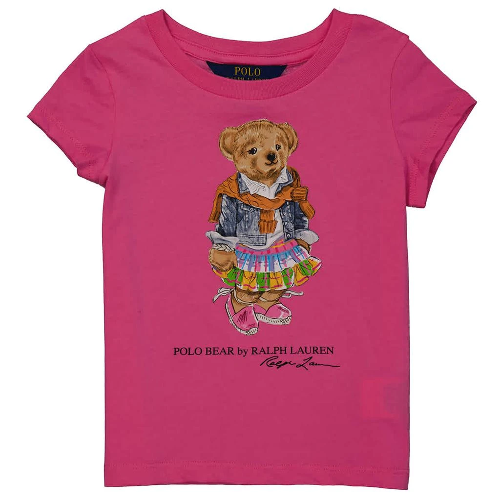 商品Ralph Lauren|Kids Polo Bear Pink Cotton T-shirt,价格¥207,第1张图片