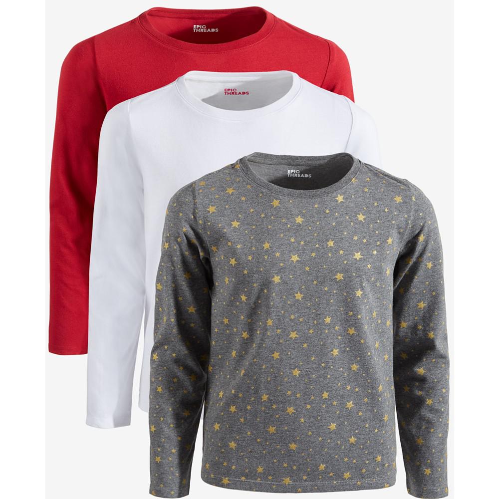 Little Girls 3-Pack Long-Sleeve Shirts, Created for Macy's商品第1张图片规格展示