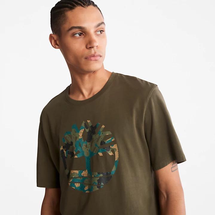 Camo-Logo T-Shirt for Men in Dark Green商品第5张图片规格展示