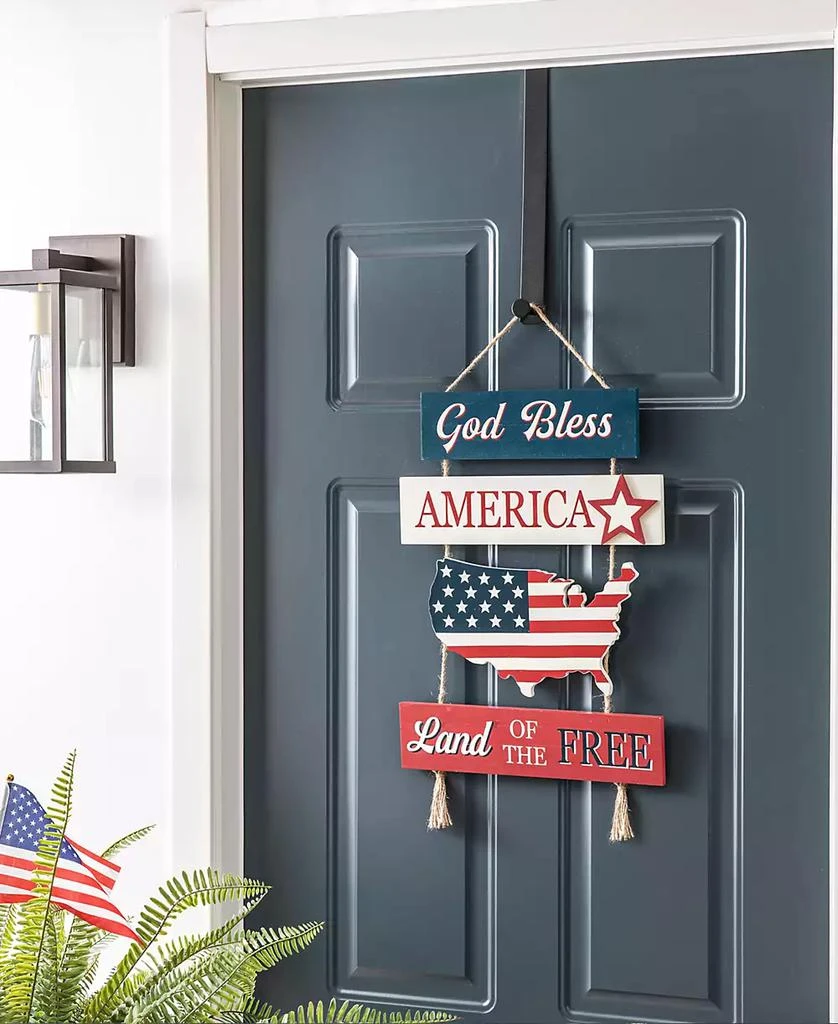 商品Glitzhome|20.75" H Patriotic, Americana Word Sign Door Hanger,价格¥194,第4张图片详细描述
