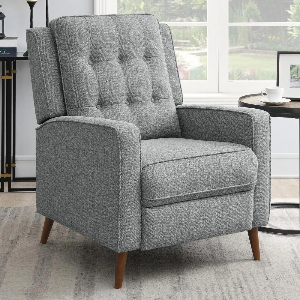 商品Coaster Co. of America|Davidson Upholstered Tufted Push Back Recliner Grey,价格¥4968,第1张图片