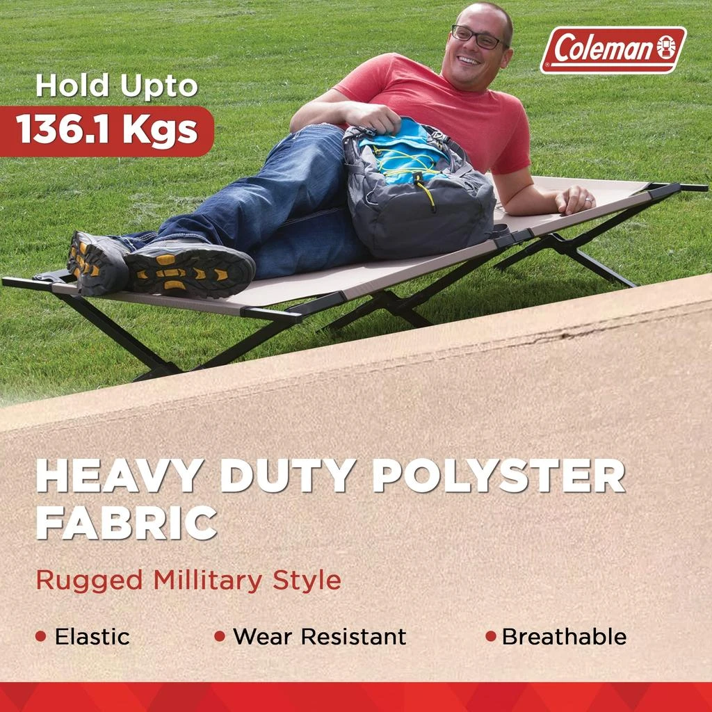 商品Coleman|Coleman Trailhead II Folding Cot, Camping Bed with Easy Setup & Takedown, Supports Adults up to 6ft 2in or 300lbs,价格¥420,第5张图片详细描述