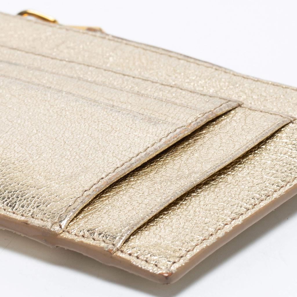 Miu Miu Metallic Gold Leather Madras Card Holder商品第10张图片规格展示