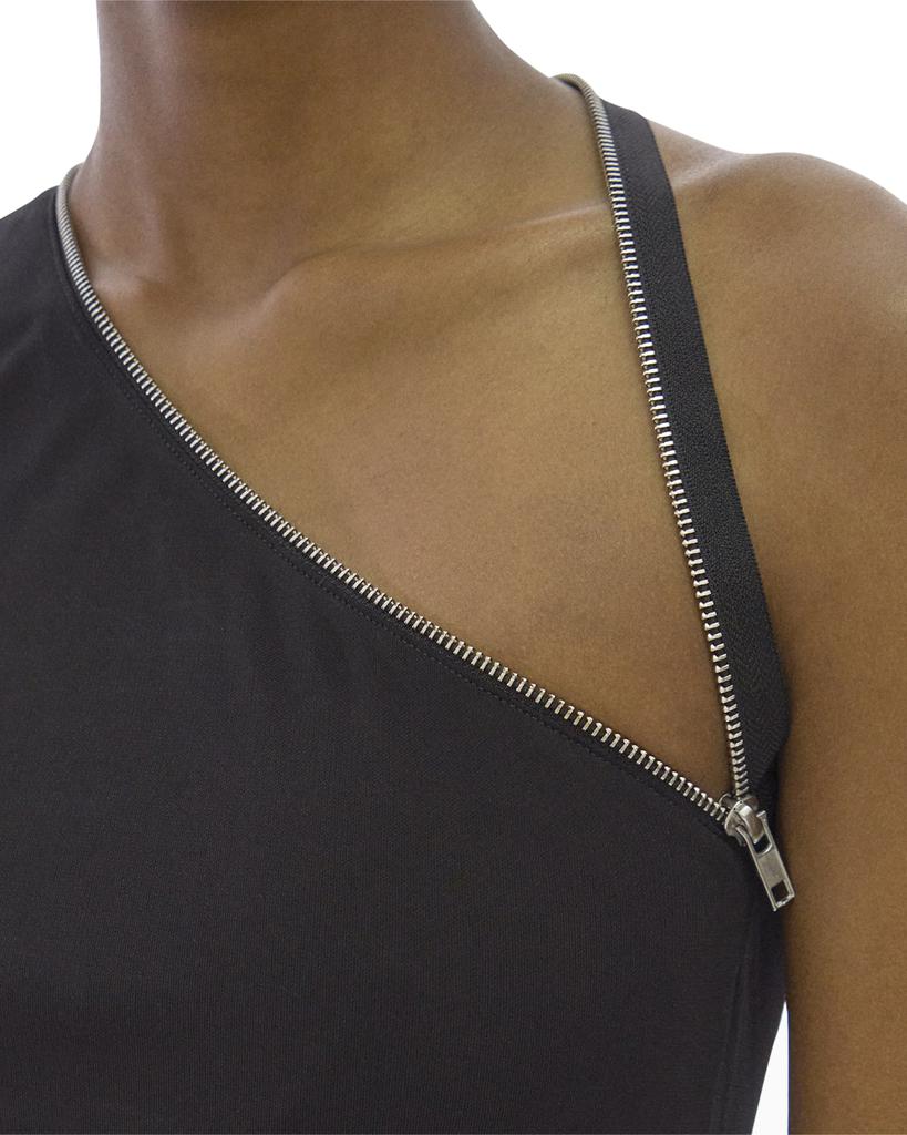 One-Shoulder Asymmetric Zipper Bodycon Midi Dress商品第5张图片规格展示