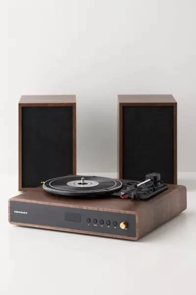 商品Crosley|Crosley Alto Record Player & Speakers Shelf System,价格¥1139,第1张图片