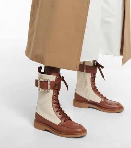 商品Roger Vivier|Viv Rangers Strass皮革边饰及踝靴,价格¥21484,第4张图片详细描述