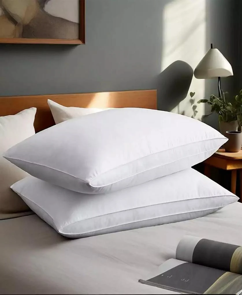 商品UNIKOME|100% Cotton Medium Soft Down and Feather Gusseted 2-Pack Pillows, Queen,价格¥407,第1张图片