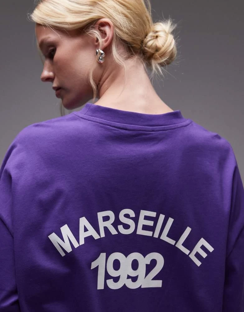 商品Topshop|Topshop oversized graphic Marseille t-shirt in purple,价格¥302,第3张图片详细描述
