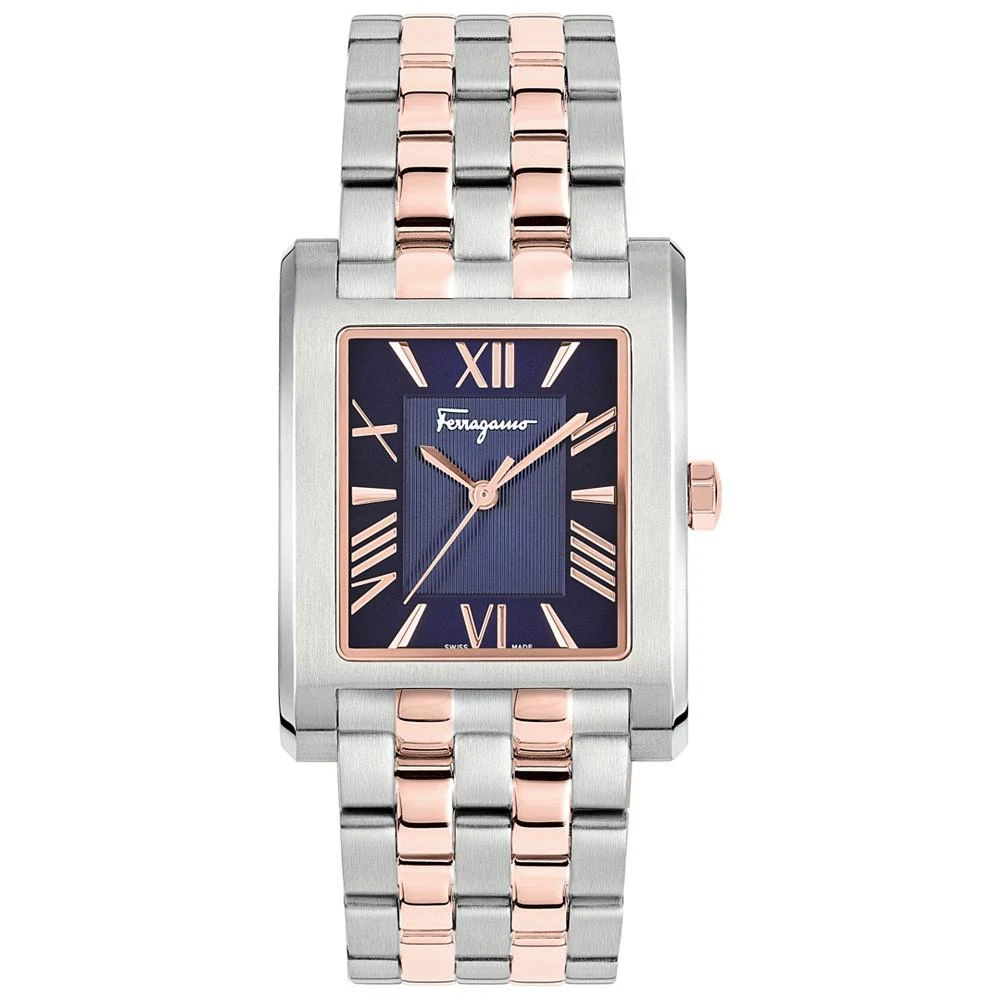 商品Salvatore Ferragamo|Men's Swiss Lace Two-Tone Stainless Steel Bracelet Watch 28x36mm,价格¥6451,第1张图片