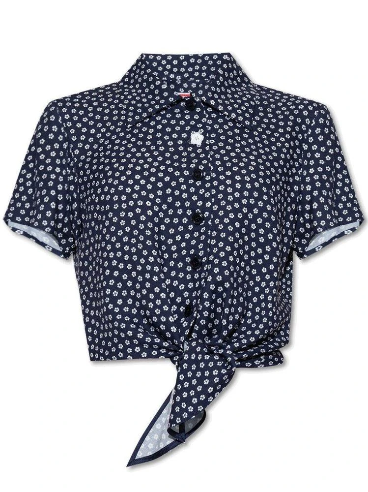 商品Kenzo|Kenzo All-Over Sakura Flower Printed Cropped Shirt,价格¥1426,第1张图片