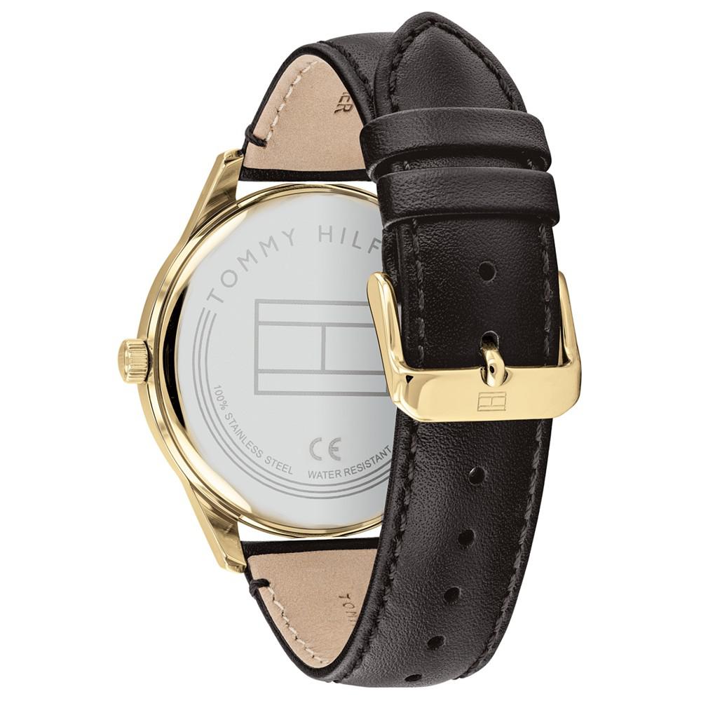 Men's Dark Brown Leather Strap Watch 44mm, Created for Macy's商品第3张图片规格展示
