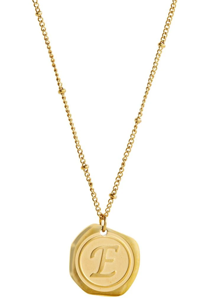 商品Savvy Cie Jewels|22K Gold Plated Coin Initial Necklace,价格¥176,第5张图片详细描述