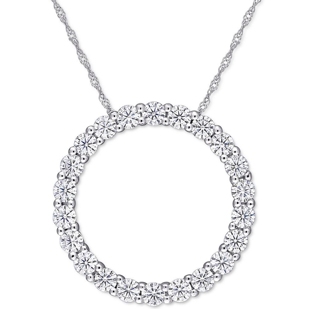 商品Macy's|Lab-Created Moissanite Circle 17" Pendant Necklace (2-1/5 ct. t.w.) in 14k White Gold,价格¥7618,第1张图片