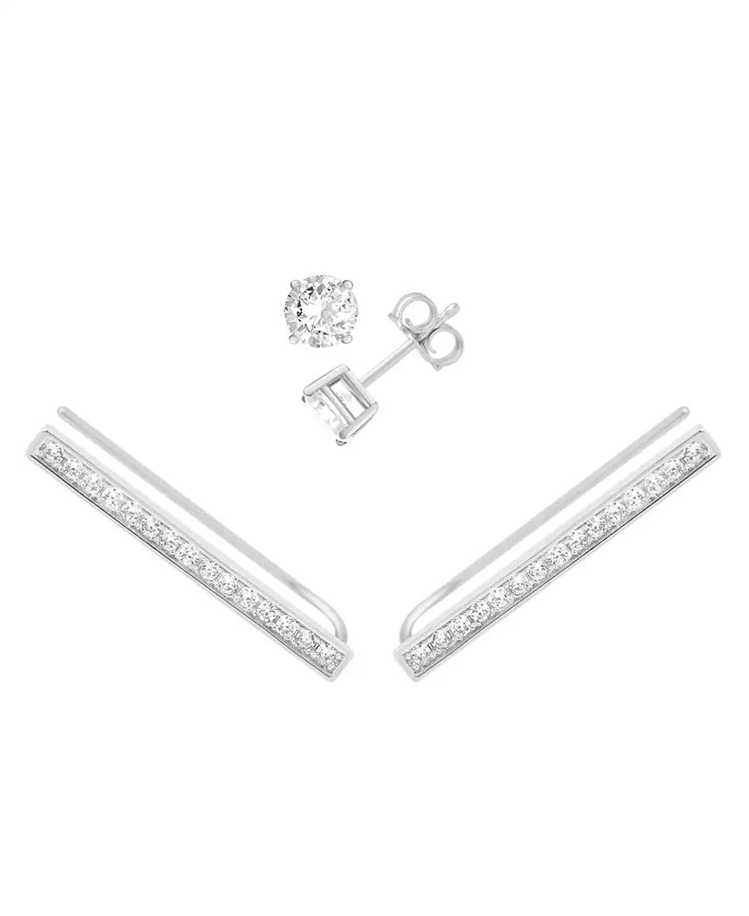 商品Essentials|And Now This Cubic Zirconia Stud & Pave Bar Climber Earring in Silver Plate,价格¥303,第1张图片