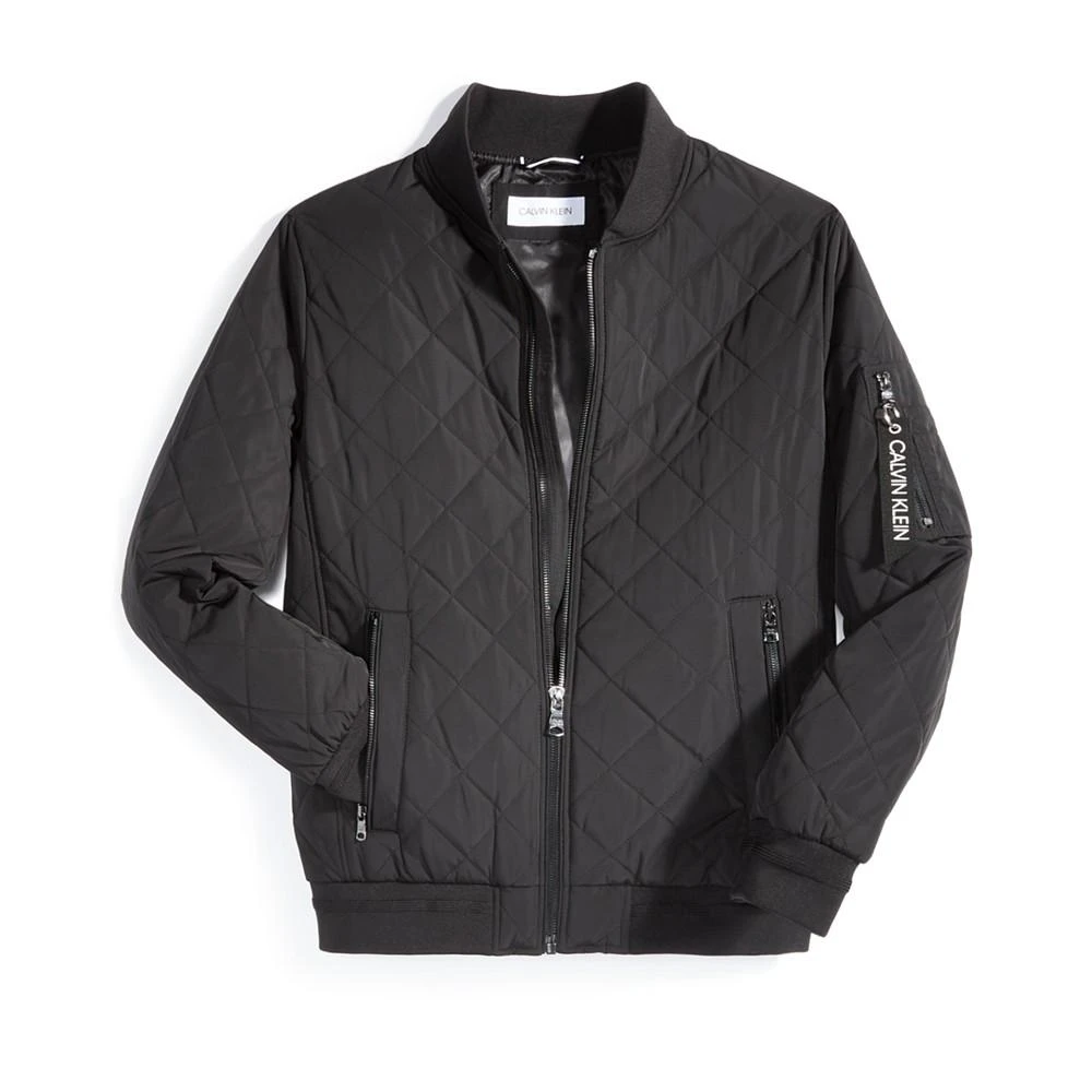 Men's Quilted Baseball Jacket with Rib-Knit Trim 商品