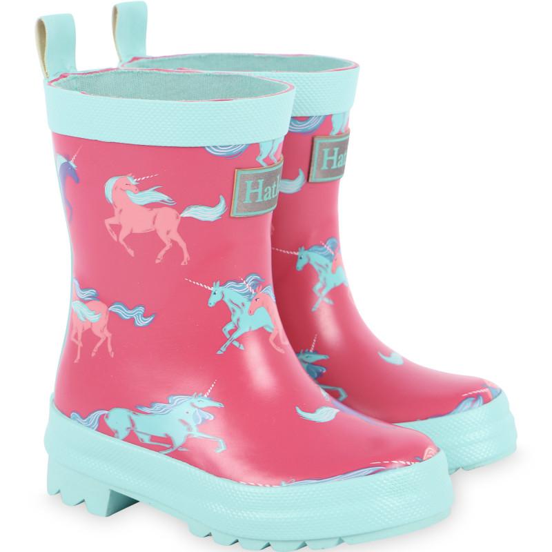 Hatley]Hatley粉色雨鞋雨靴|Frolicking unicorns print rain boots in