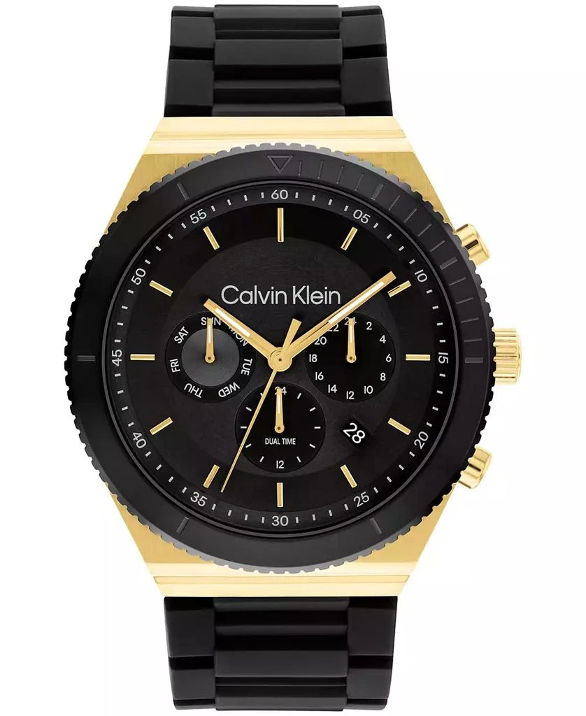 商品Calvin Klein|Men's Black Silicone Strap Watch 44.5mm,价格¥897,第1张图片