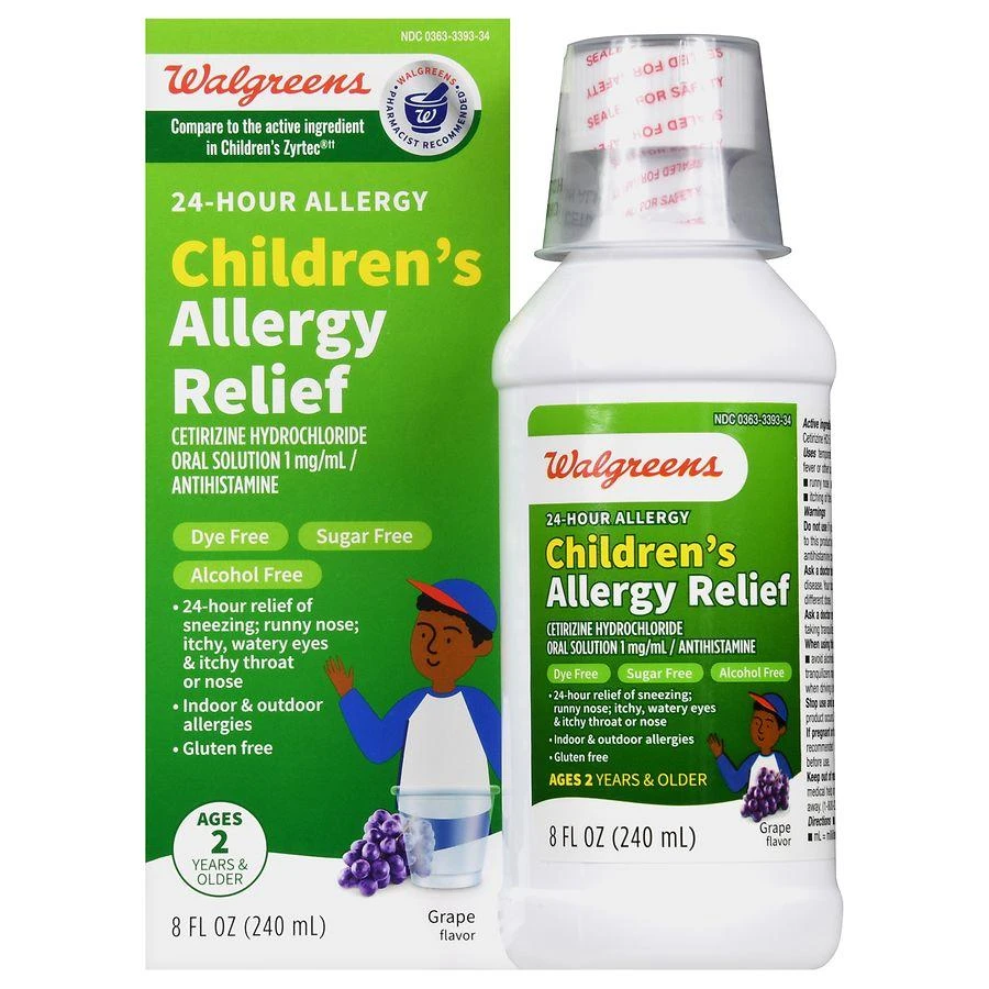 商品Walgreens|Children's 24-Hour Allergy Relief Oral Solution Grape,价格¥143,第1张图片