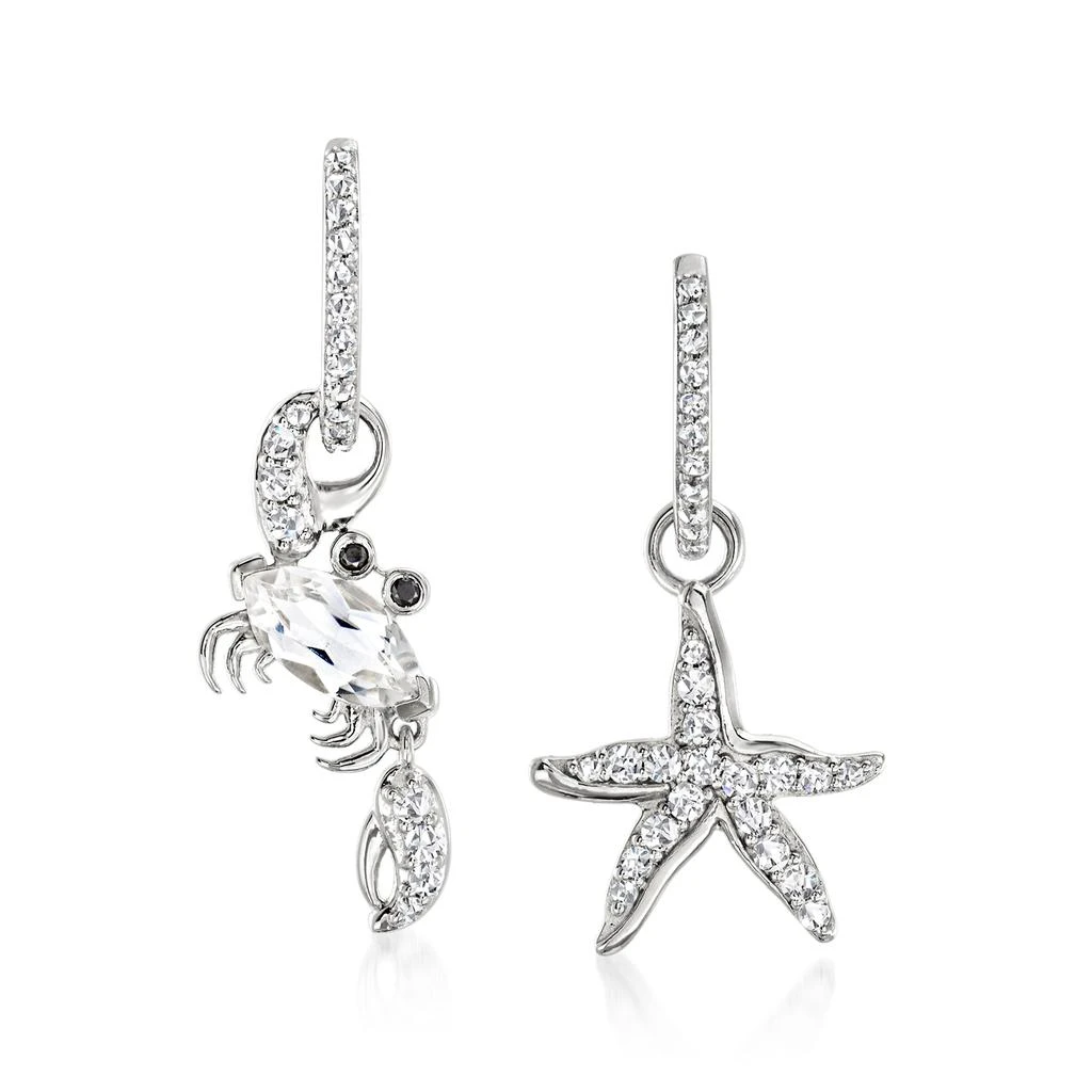 商品Ross-Simons|White Topaz Starfish and Crab Mismatched Drop Earrings With Black Spinel Accents in Sterling Silver,价格¥796,第1张图片