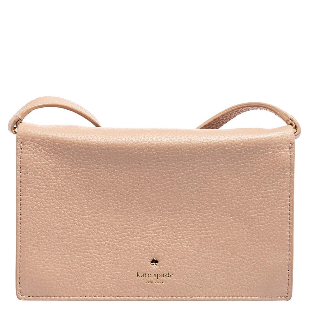 Kate Spade Light Pink Leather Bow Flap Shoulder Bag商品第4张图片规格展示