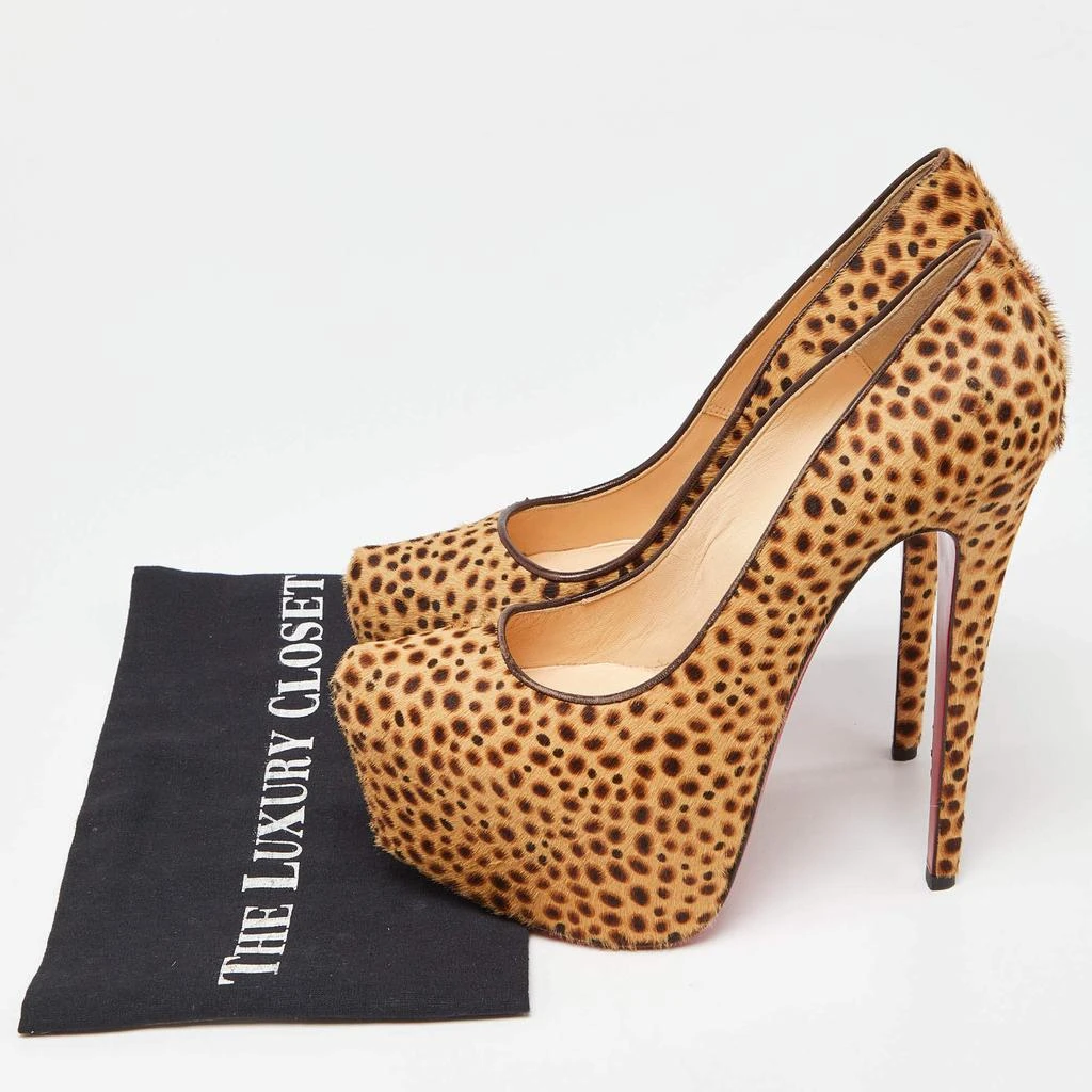 Christian Louboutin Beige/Black Leopard Print Calfhair Daffodile Platform Pumps Size 39 商品