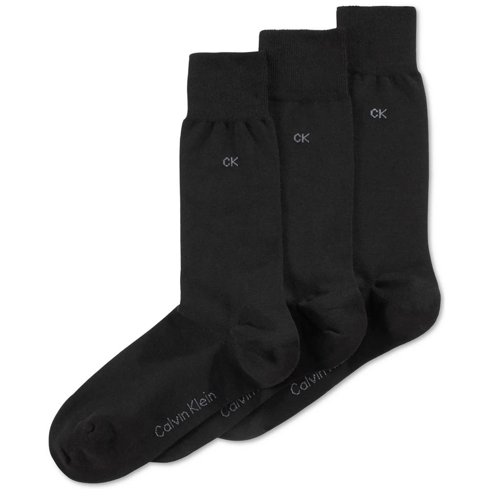 商品Calvin Klein|Men's Socks, Combed Flat Knit Crew 3 Pack,价格¥66,第1张图片