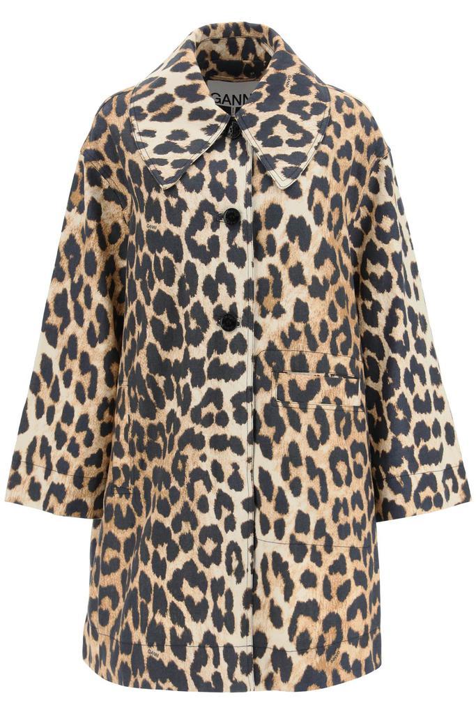 商品Ganni|Ganni Oversized Jacket In Leopard Print Canvas,价格¥2405,第1张图片