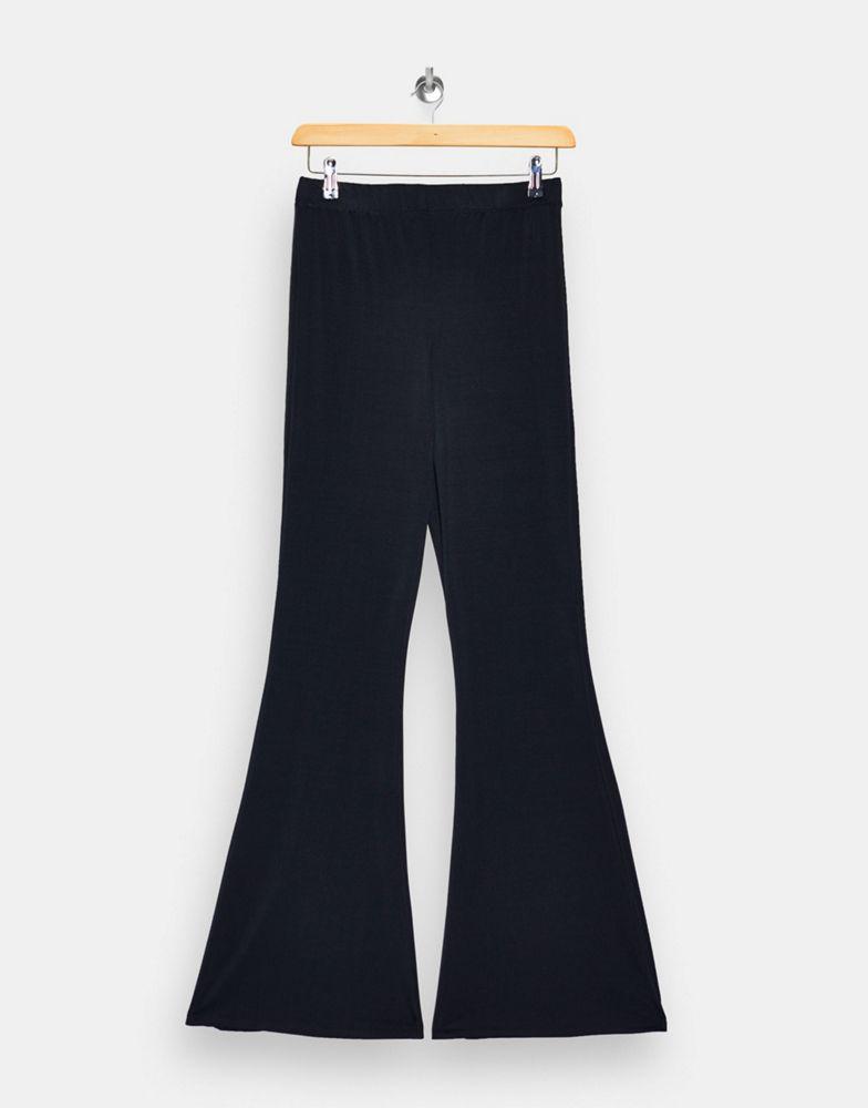Topshop slinky flared trousers in black商品第3张图片规格展示