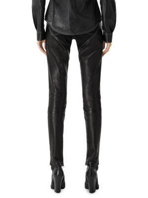 商品Burberry|Heart-Shape Denim Insert Leather Trousers,价格¥4308,第4张图片详细描述