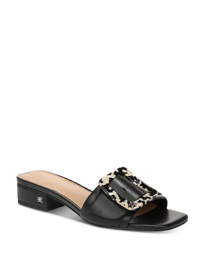 商品Sam Edelman|Women's Deacon Square Toe Buckle Block Heel Slide Sandals,价格¥956,第1张图片