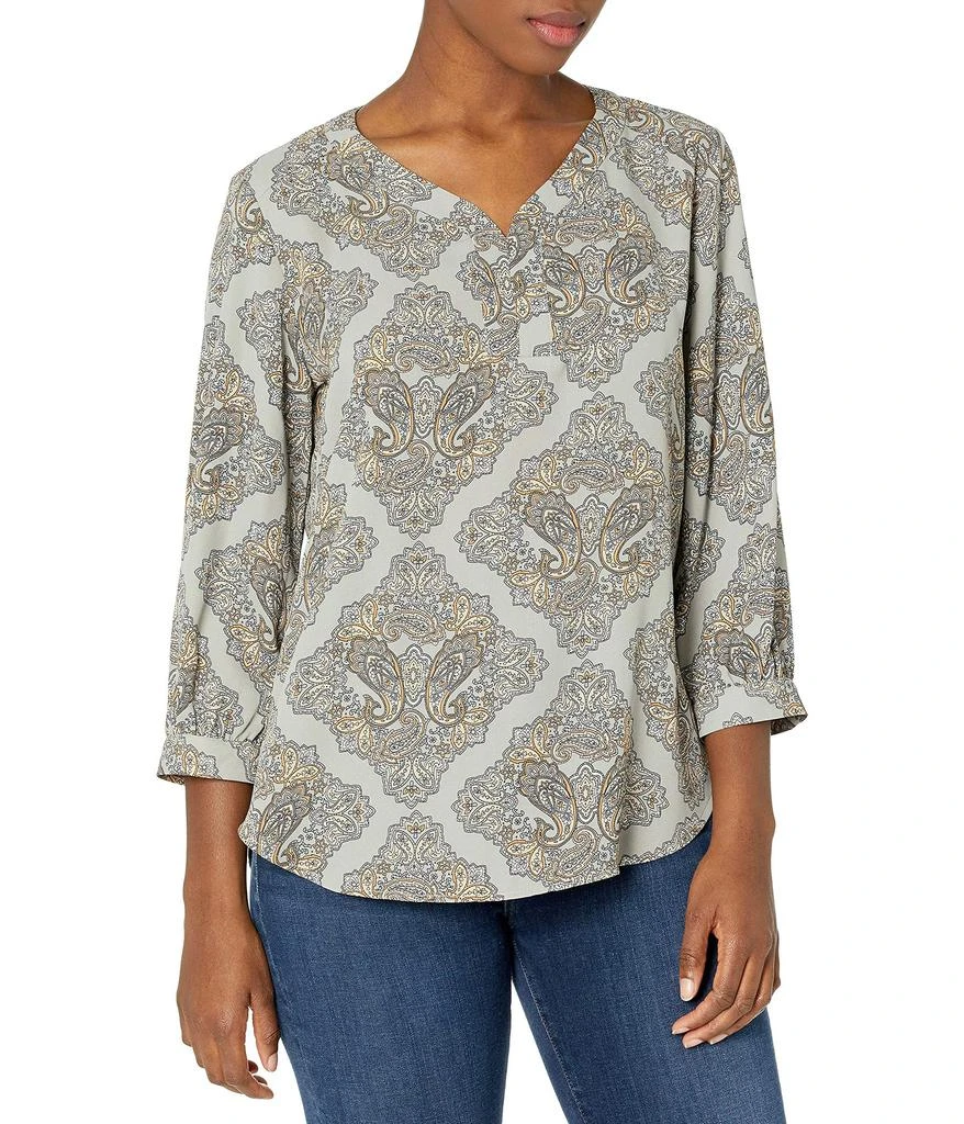 商品Van Heusen|Women's 3/4 Sleeve V-Neck Top,价格¥153,第1张图片