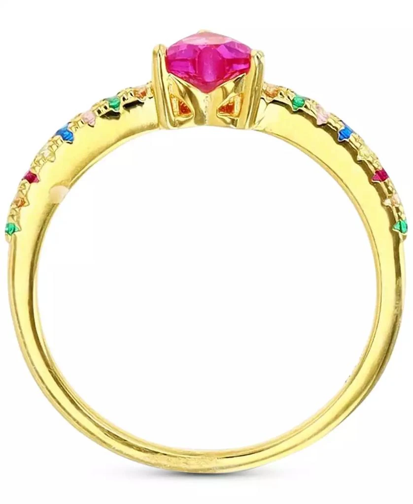 商品Macy's|Lab-Grown Multi-Gemstone (1-1/4 ct. t.w.) & Cubic Zirconia Heart Ring in 14k Gold-Plated Sterling Silver,价格¥208,第3张图片详细描述