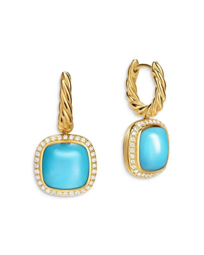 Albion® Drop Earrings in 18K Yellow Gold with Turquoise and Diamonds, 10mm 商品