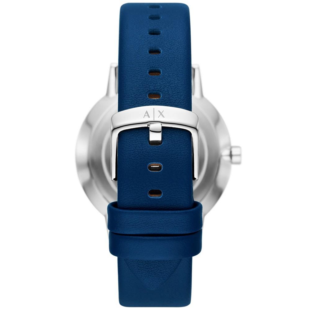 Men's Multifunction Blue Leather Strap Watch商品第3张图片规格展示