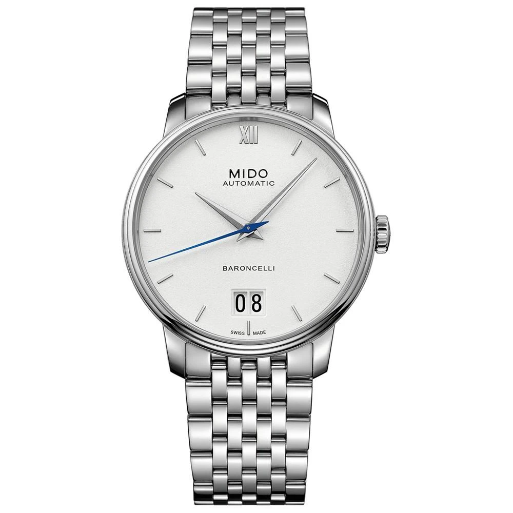 商品MIDO|Men's Swiss Automatic Baroncelli III Stainless Steel Bracelet Watch 40mm,价格¥7570,第1张图片