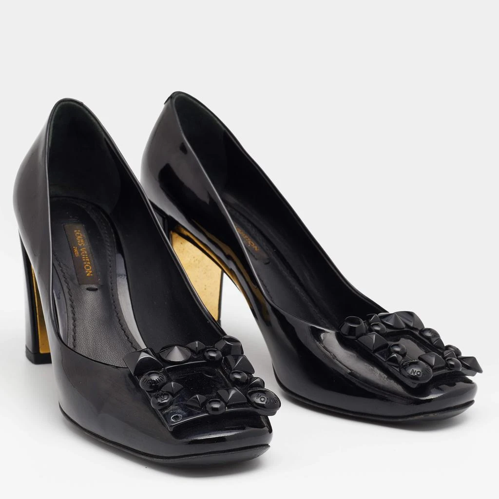 商品[二手商品] Louis Vuitton|Louis Vuitton Black Patent Leather Studded Graceful Block Heel Pumps Size 36,价格¥1889,第4张图片详细描述