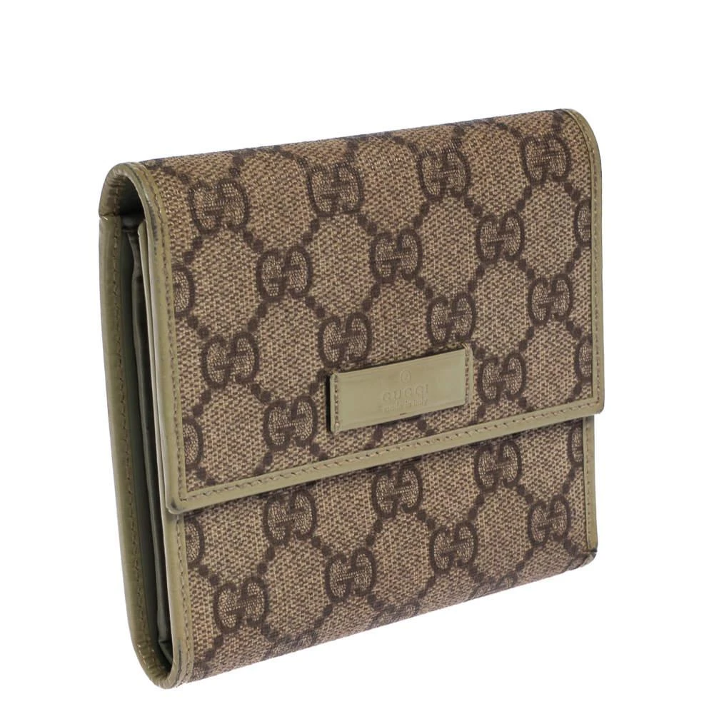 商品[二手商品] Gucci|Gucci Beige/Green GG Supreme Canvas and Leather Joy French Wallet,价格¥948,第3张图片详细描述