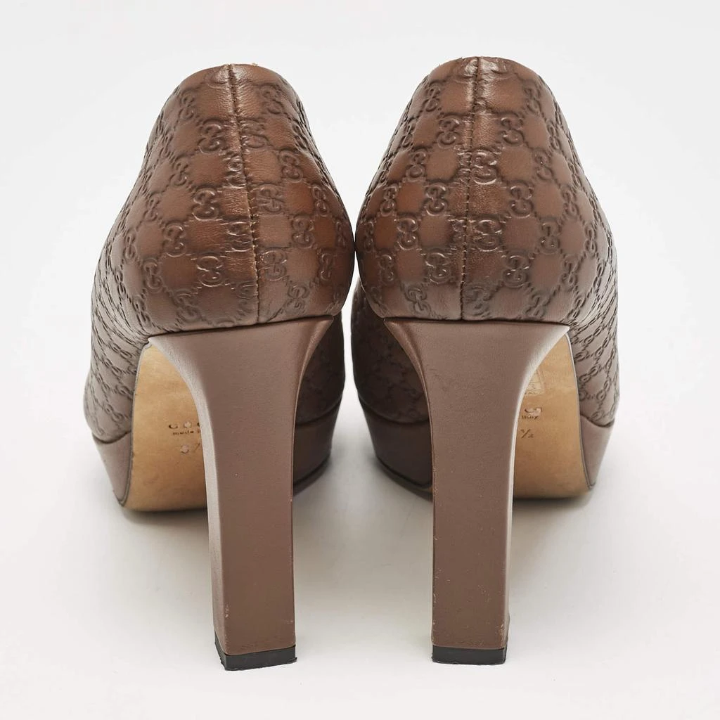 商品[二手商品] Gucci|Gucci Brown Monogram Leather Peep Toe Pumps Size 37.5,价格¥2821,第5张图片详细描述