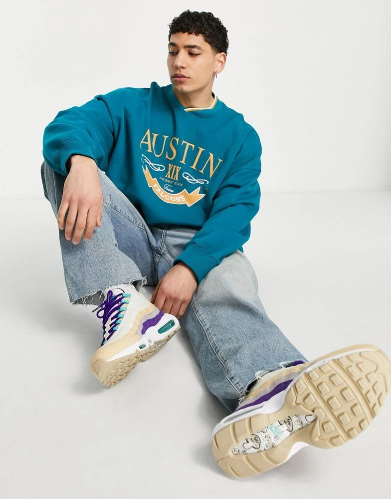 商品Topman|Topman oversized sweatshirt with Austin print in green,价格¥160,第4张图片详细描述