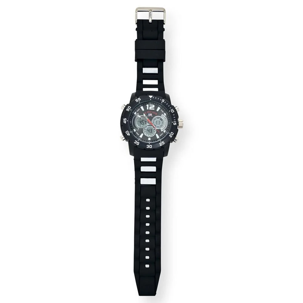 商品U.S. POLO ASSN.|U.S. Polo Association Men's Black and Silver Strap Watch,价格¥451,第3张图片详细描述