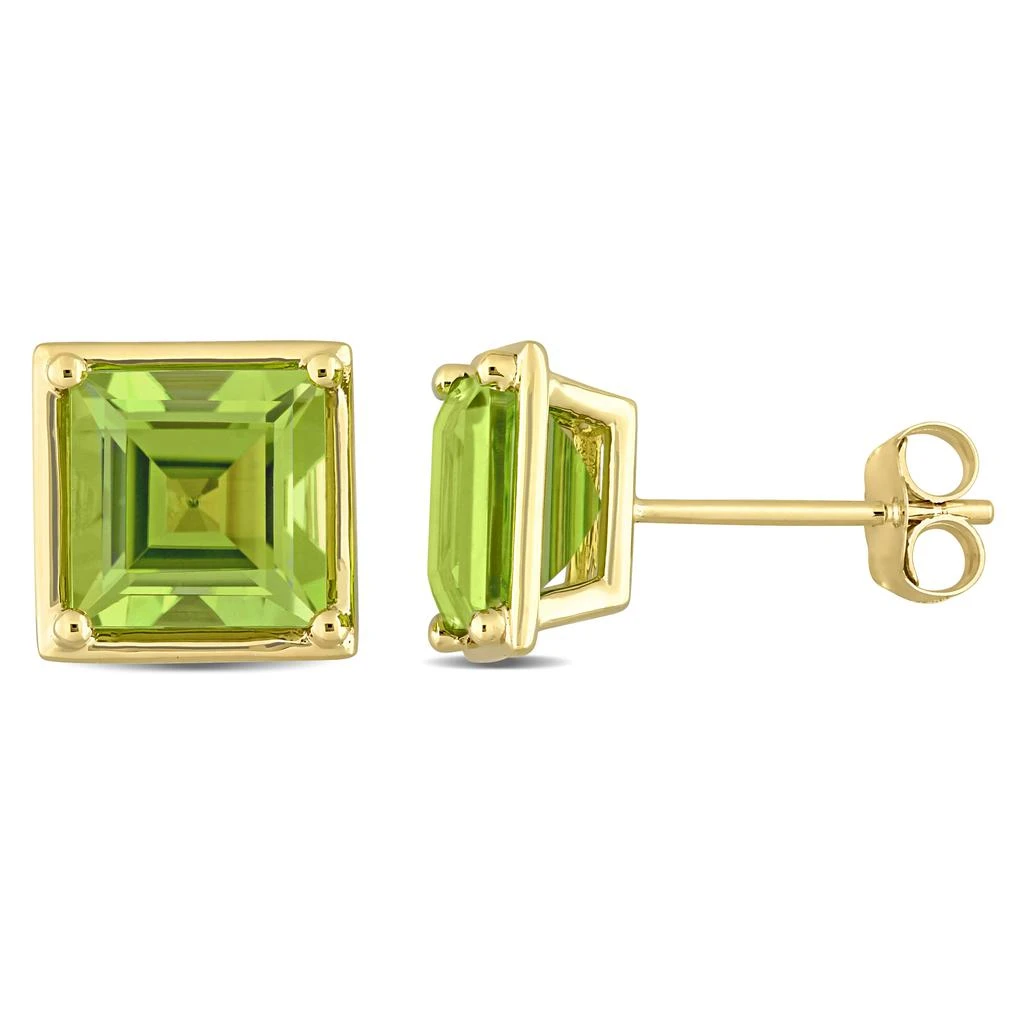 商品Mimi & Max|3 1/2ct TGW Square Peridot Stud Earrings in 14k Yellow Gold,价格¥2395,第1张图片