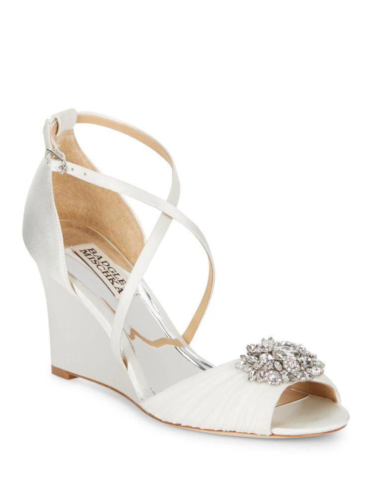 Tacey Embellished Satin Wedge Heel Sandals 商品