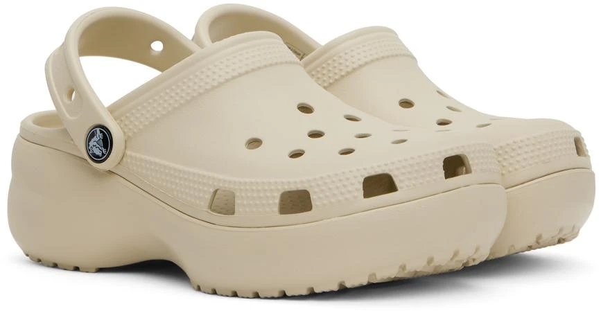 商品Crocs|Beige Classic Platform Clogs,价格¥317,第4张图片详细描述