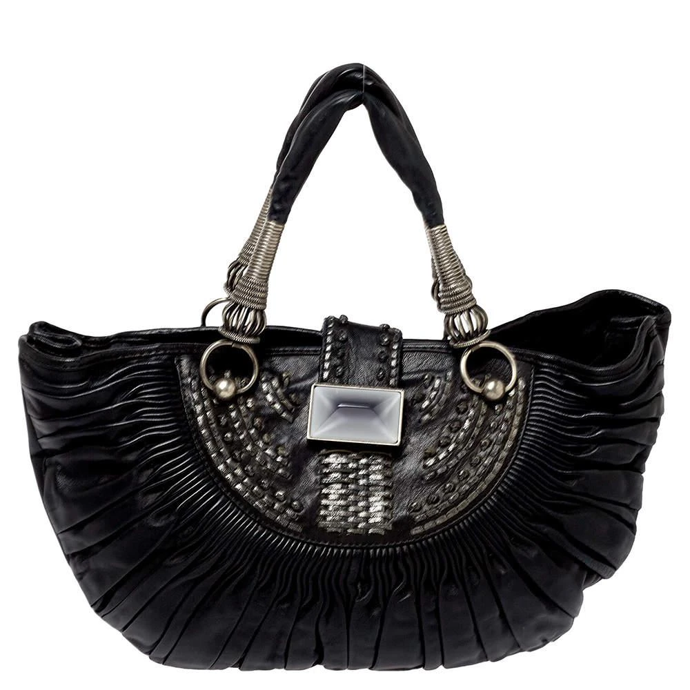 商品[二手商品] Dior|Dior Black Pleated Leather Plisse Tote,价格¥4590,第1张图片