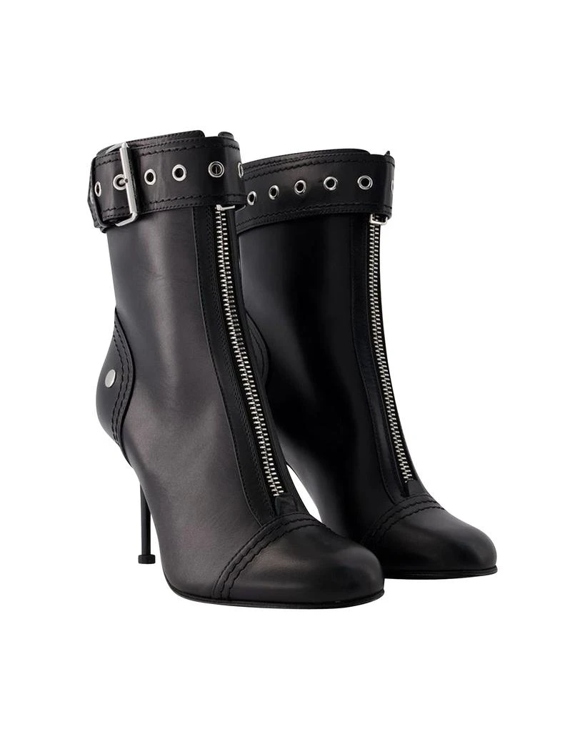 商品Alexander McQueen|High-heeled ankle boots - Alexander Mcqueen - Leather - Black/Silver,价格¥9541,第2张图片详细描述