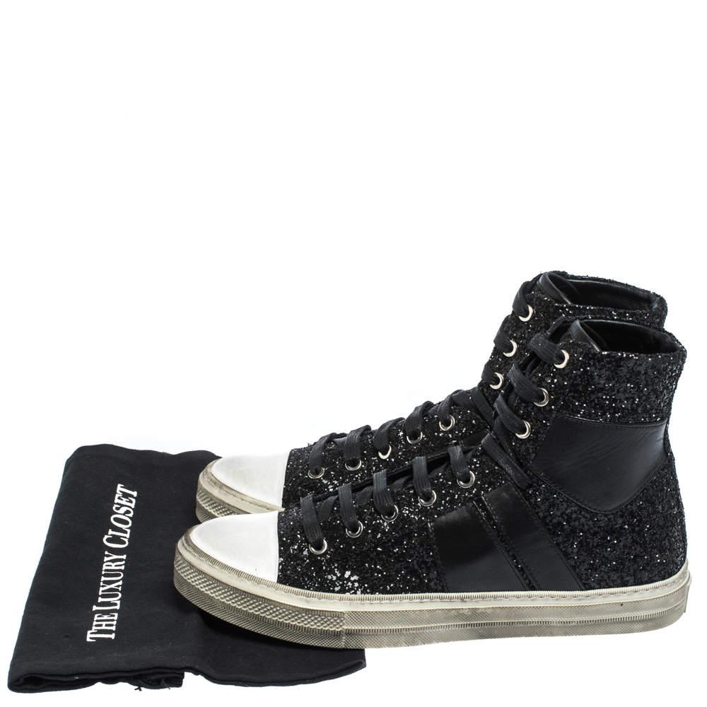 Amiri Black Glitter and Leather Vintage Sunset High Top Sneakers Size 42商品第8张图片规格展示