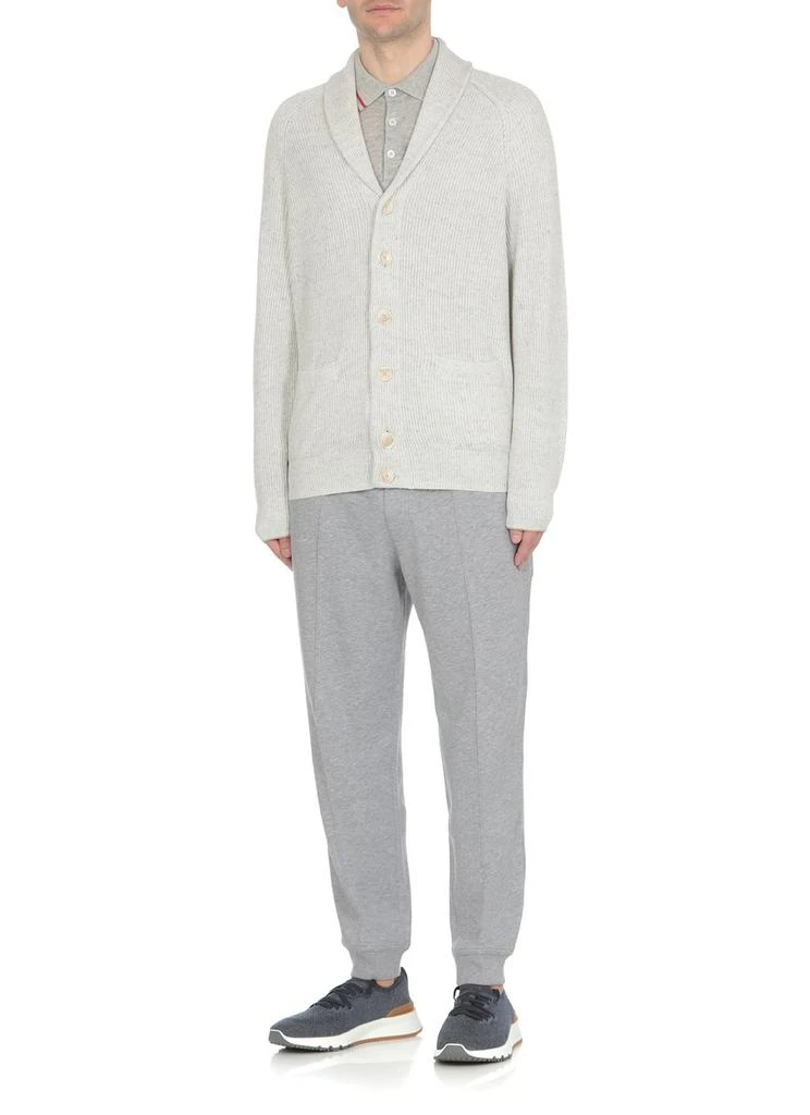 商品Brunello Cucinelli|Brunello Cucinelli All-Over Ribbed Pattern V-Neck Cardigan,价格¥4563,第2张图片详细描述